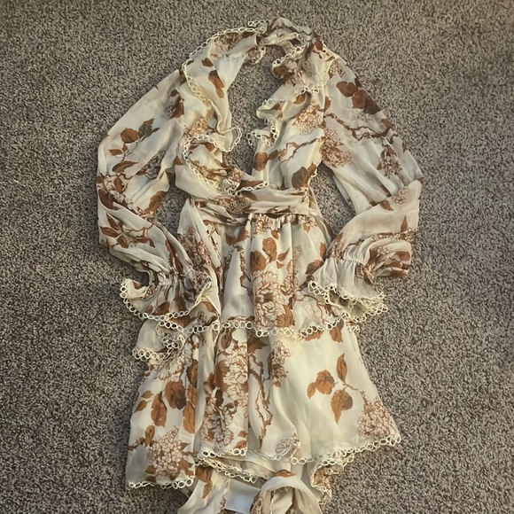 ASOS ruffle detail embellished soft mini dress w/wrap waist & circle trim - Picture 5 of 5